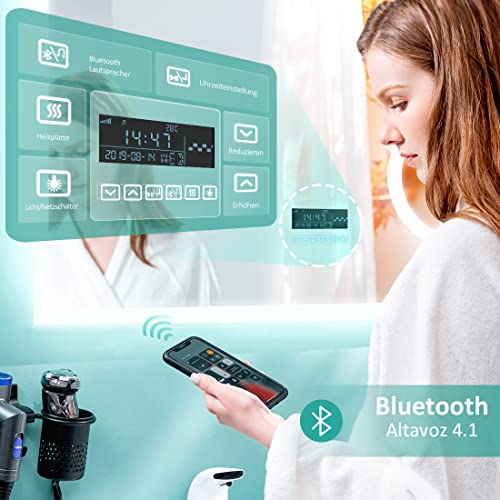 EMKE-Espejo-de-Bano-LED-80-x-60-cm-con-Interruptor-Tactil-Antivaho-Bluetooth-Reloj-Lupa-3-Veces-Luz-Blanca-Fria-6500K-Espejo-Bano-Espejo-de-Pared-Topi-L