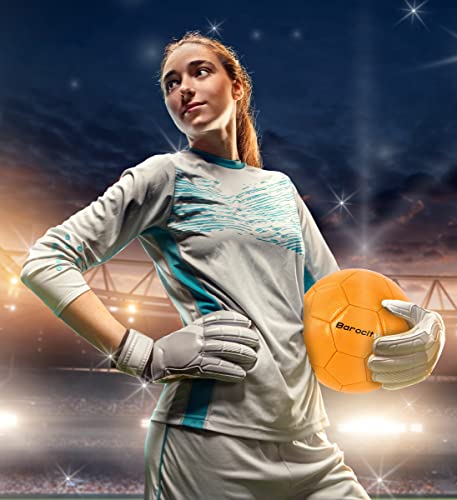 Image of Soccer Ball - Boys and Girls Official Match Ball with Cool Reflective Rainbow Hex Pattern, for Indoor, Outdoor, Playtime and Games - Iridescent Orange Size 4