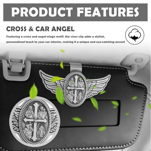 Image of Cross Guardian Angel Visor Clips for Cars,Guardian Angel for Car Visor Clip for Praying Safe Driving,Car Cross Guardians Angels Gift for New Driver Catholic Cars Accessories