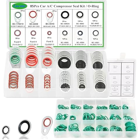 Lucstar 355PCS O Ring Kit, A/C Seal Kit Gaskets, O Ring Assortment Kit, A/C Sealing Washer, R 134a Automotive Air Conditioning Replacement,AC Valve Core Kit Cover