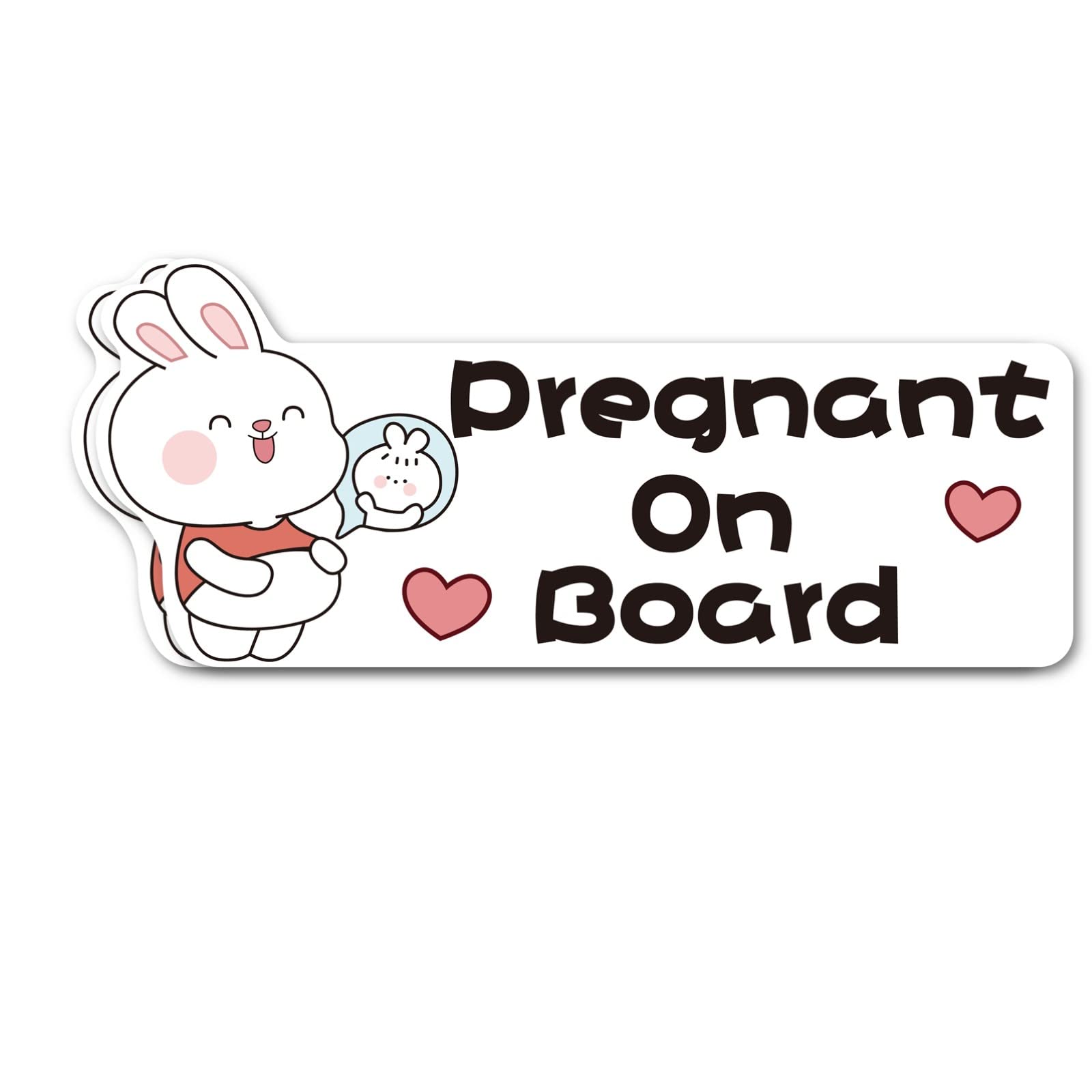 2Pack Safety Pregnant on Board Car Decal,9.5"x4"Vinyl Cute Pregnant on Board Car Sign for Window and Bumper,Pregnant Woman Board Magnet for Cars