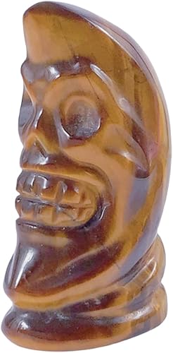 Miniatura 8 de RECKSI Figura de calavera de cristal natural de luna de 1.46 x 0.59 x 0.94 pulgadas para decoración de Halloween, piedra curativa tallada de Reiki,