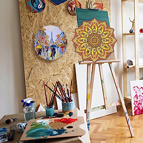 Image of Premarked Madala Round Circle MDF Pine Wood 8 inch MDF Boards for Art and Craft - 2.5mm Unfinished Round Wood Slices for Resin Art, Mandala Art,Pyrography, Painting (8, 5)