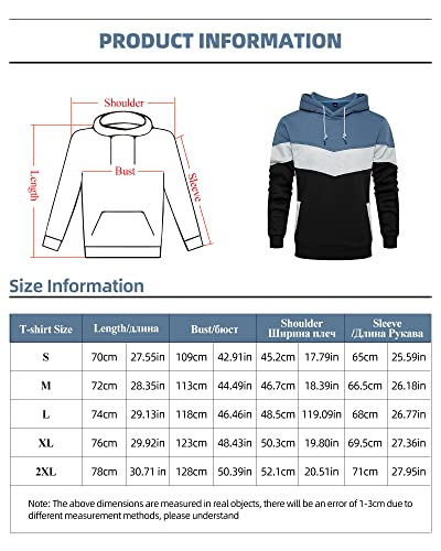 LBL Mens Jumper Casual Hoodie Sweatshirt Fleece Contrast Pullover Hoody Blue S - Image 6