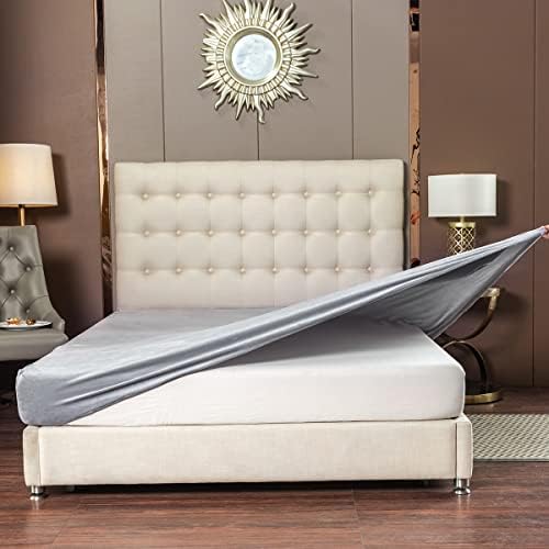 Soifox Jersey Warm Spannbettlaken 140x200cm bis 160x200cm Plüsch Fleece Samtweich Kuschelig Flauschig Cashmere Touch Bettlaken Grau mit Gummizug