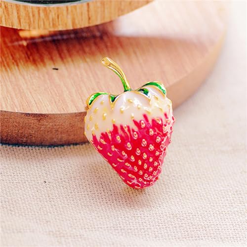Image of coadipress Cute Strawberry Enamel Brooch Pins for Women Red Strawberry Dripping Oil Fruit Brooches Fashion Elegant Fruit Lapel Pin Badge Jewelry Gift