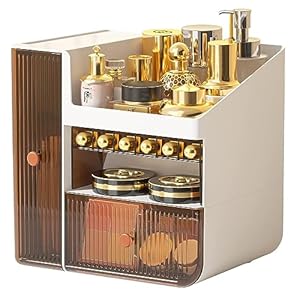 Taylor & Brown Make-up Organizer Cosmetische Opbergdoos, Make Up Organizer Kaptafel Plastic Cosmetica Houder Aanrecht met Lade voor Schoonheid Huidverzorging