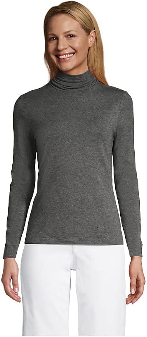 Lands' End Women's Lightweight Fitted Long Sleeve Turtleneck at Amazon
