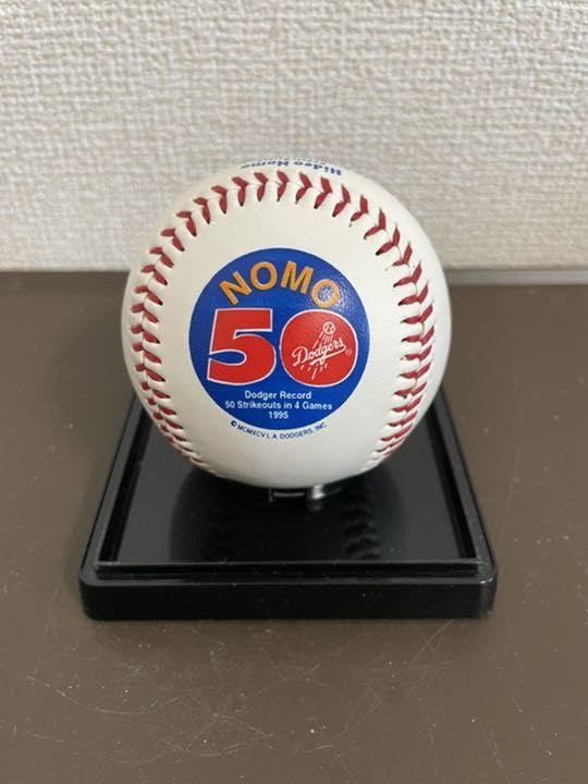 野茂英雄　メジャー三振記念、限定ボール MLB 野茂英雄 1995 6試合50 奪三振達成記念フォトボール