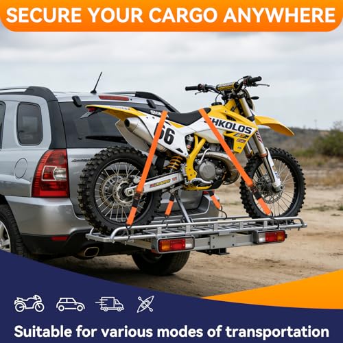 Tie Down Straps Ratchet Set, Ratchet Straps Heavy Duty 1500 LBS Break Strength Tie Downs, Ratchet Straps with S Hooks & Safety Clips, Soft Loops & Storage Bag for Motorcycle Trailer UTV Cargo - image 7