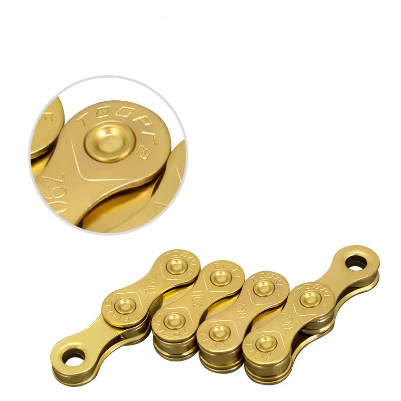 Cadena de Bicicleta, Cadenas de Bicicleta Doradas de 6, 7, 8, 9, 10 y 11 velocidades, for Carretera, 116 eslabones, antioxidantes.(11 Speed)