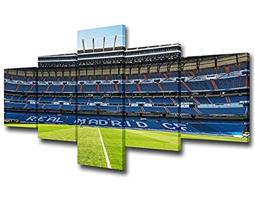 Modern Living Room Wall Paintings Real Madrid Pictures Santiago Bernabeu Stadium Paintings Artwork 5 Piece Canvas Art Home Decor for Living Room-30x40cmx2 30x60cmx2 30x80cmx1 Frameless