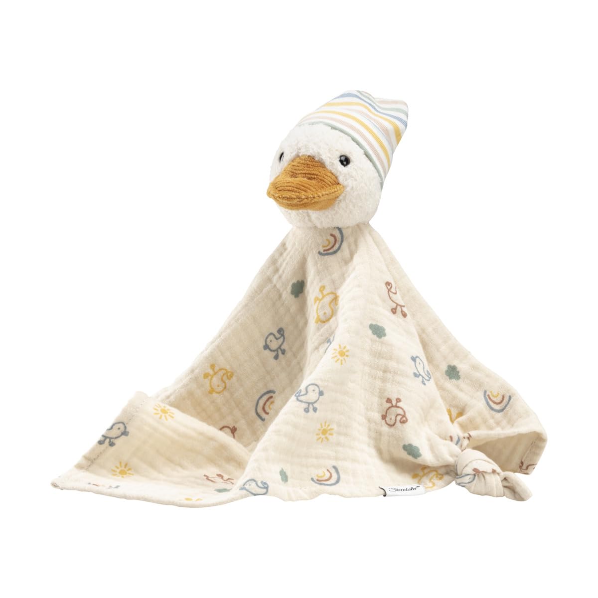 Sterntaler Edda Lou Cuddly Blanket Duck Muslin with Rattle Comforter for Boys and Girls