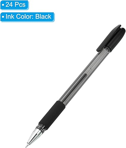 Miniatura 3 de PATIKIL Bolígrafos de gel negro, 24 unidades, punta fina, barra negra transparente, bola de rodillo de 0.020 in, bolígrafos de tinta de gel de 5.630