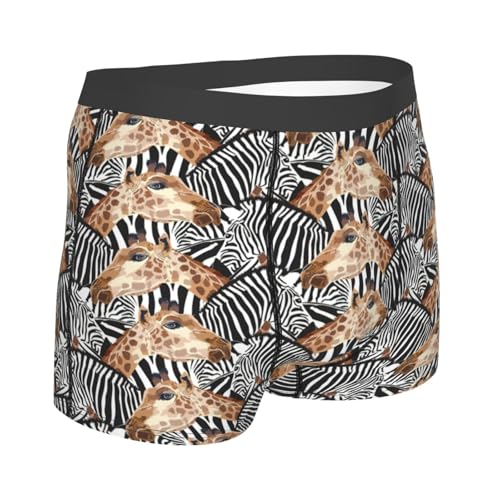 Zebra and Giraffe Print Men's Sexy Underwear Classical Boxer Briefs Stretch Support Trunks3