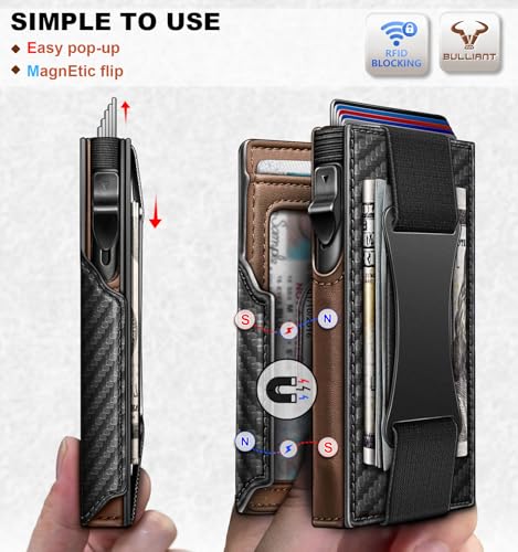 Image of BULLIANT Men Slim Leather Wallet Metal Case Money Clip-Magnetic Closure