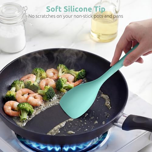 Image of U-Taste Silicone Cooking Spoon 600ºF Heat Resistant Scoop Spatula, Aqua Sky
