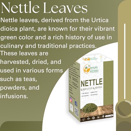 Herbs Botanica Nettle Leaf for Tea Cut and Sifted for Nourishing Herbal Tea, Smoothies Infusions, Stinging Nettle Leaf Ortiga Wellness Supplement Vegan Non GMO 5.29 oz