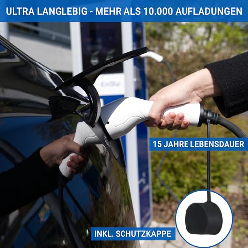 EVify Ladekabel Typ 2 Schuko 3,7kW 7M 16A für Elektroauto & Hybrid inkl. Kabeltasche • Stromstärke/Ladeleistung einstellbar 6|8|10|13|16A, ideal für PV-Anlage