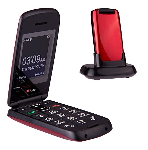 TTfone Star Enkel Hopfällbar Telefon med Stora Knappar (Röd)