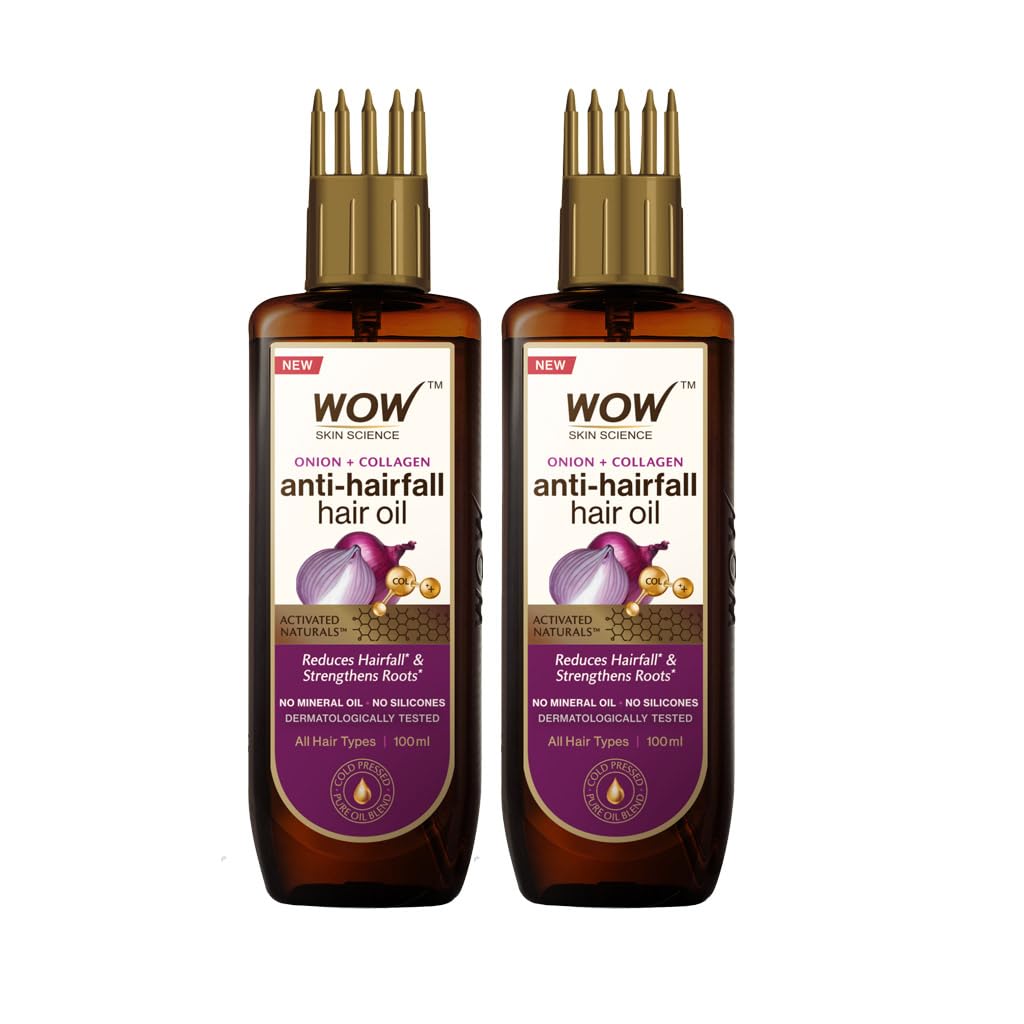 WOW Skin Science Onion Hair Oil |for Hair Growth and Hair Fall Control| With Black Seed Oil Extracts|200 ml|Pack of 2