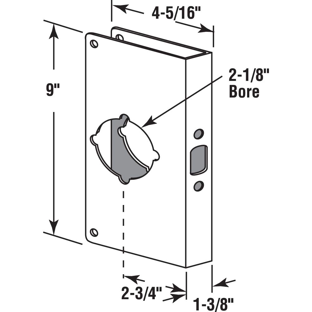 Defender Security U 9587 1-3/8 pulgadas de grosor por 2-3/4 pulgadas de respaldo, 2-1/8 pulgadas de diámetro sin empotrar para puerta, acero inoxidable