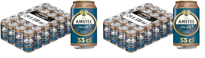 Amstel Oro 0,0 Cerveza Tostada Sin alcohol Pack Lata, 24 x 33cl (Paquete de 2)