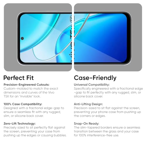 Image of POPIO Military-Grade Gorilla Tempered Glass for Vivo T5X | 9H Hardness, Edge-to-Edge, Bubble-Free