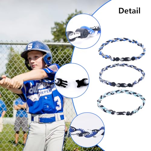 3 Pieces Baseball Necklaces Three Colors Three Braided Rope Tornado Titanium Necklaces Sport Rope Necklaces for Boys Men Player3