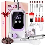 LIMEGIRL Electric File Nail Drill Professional 35000RPM Purple Nail File with Rechargeable Base & Bits Nail Drill Bit Nail Files and Buffers for Acrylic Nail Remove Nail Tech Must Haves for Salon Home