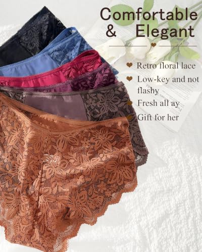 Image of Sexy Underwear for Women Cotton High Waisted Brief Lady Lace Panties 6 Pack