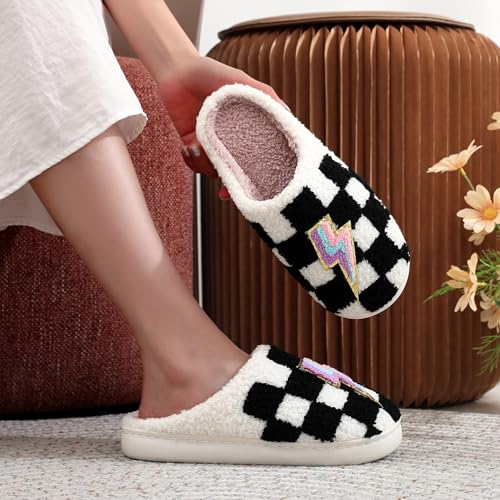 Image of Slippers for Women Men Fuzzy Memory Foam Slipper Fluffy Winter Soft Warm Slip On House Shoes