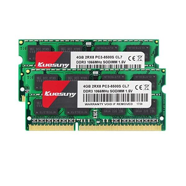 Kuesuny 8GB Kit (2 x 4GB) PC3-8500S 1066MHz 1067MHz DDR3 8500 PC3-8500 SODIMM RAM Upgrade for Late 2008, Early/Mid/Late 2009, Mid 2010