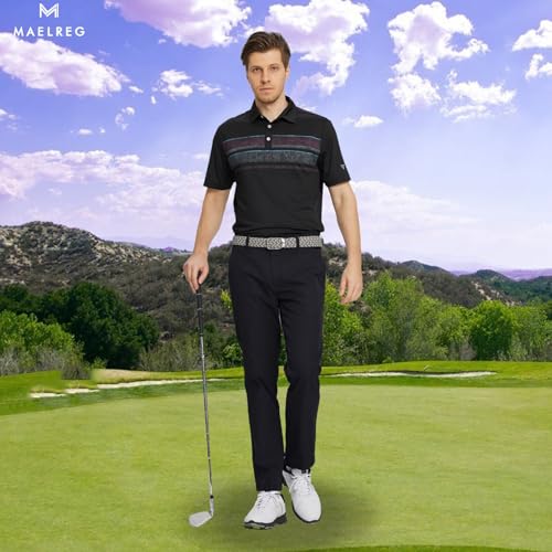 M MAELREG Dress Pants for Men Straight Fit Stretch Quick Dry Lightweight 5 Pockets Business Casual Golf Pants Men Black — view 2