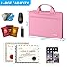ENGPOW Accordion File Organizer,Fireproof Expanding File Folder with Multi Pockets,13 Pockets Document Organizer with Handle & Labels,Portable Home Travel Safe Storage Folder for Letter A4 Files,Pink