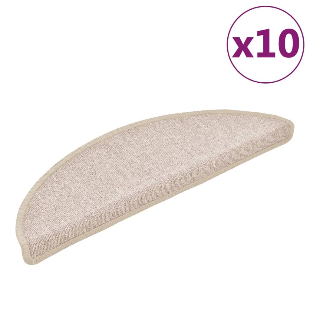 Stufenmatten 10 Stück 56x17x3 cm Taupe Halbrund Treppenstufen Matten, Teppich Innen für Treppen, rutschfest Stufenmatten Treppenteppich
