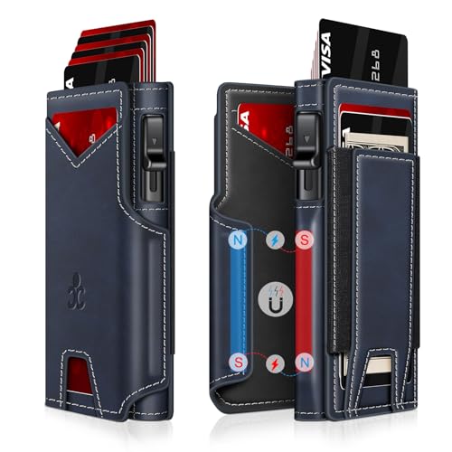Image of Wallet for Men Wallet with Slim Pop Up Card Holder 9-13 Cards, Bifold Minimalist Smart Wallet RFID Blocking Credit Card Holder with ID Window & Stretchable Cash Slot Compact Metal Aluminum Card Case