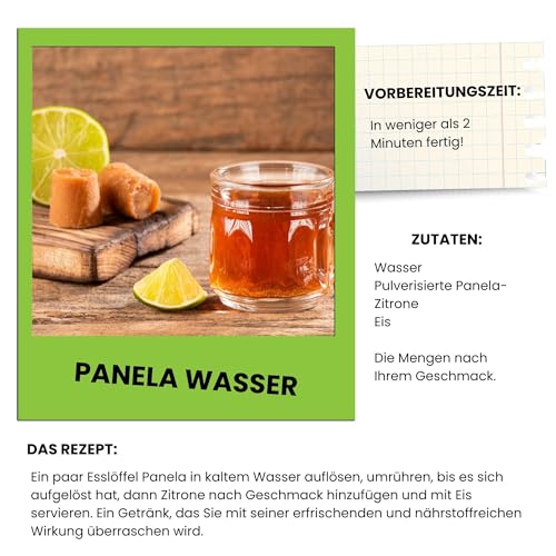 Panela Pulver - 1 kg - Reich an Vitaminen und Mineralstoffen - Hilft, deine körperliche Leistungsfähigkeit zu verbessern - Unraffinierter Vollrohrzucker - Ideal für Backwaren - Gourmet Latino