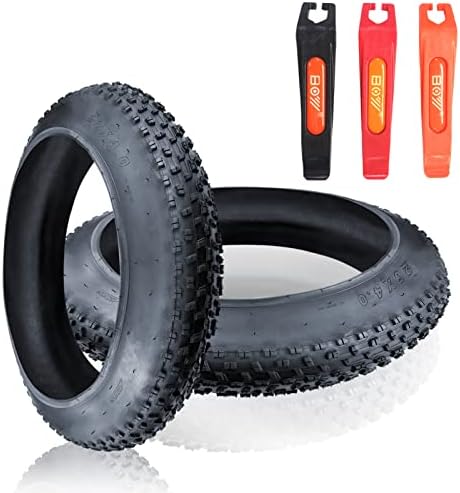 Fat Bike Tires 20x4.0inch - 2Pack, Fat Tire Replacement Foldable for Mountain Bikes Snow Beach Bike, Fat Tires Thicker Wear-Resistant for E-Bike Motor Bike, 1 Pair Tires with 3pcs Tire Spoon Levers