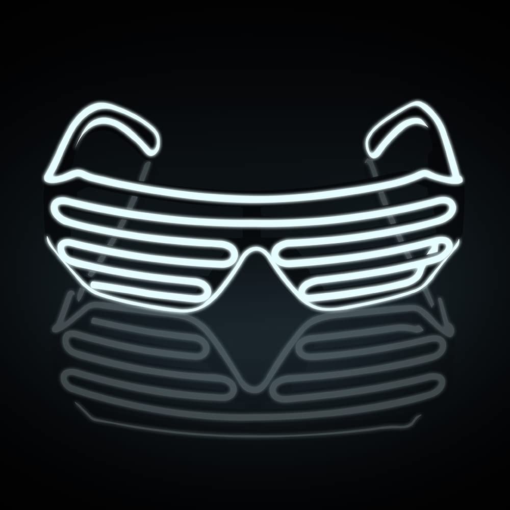 ZFVEN Light Up EL Wire Neon Shutter Glasses Shutter Flashing Sunglasses Kids Party Favors DJ Costumes for EDM, Halloween, Christmas, Birthday Party Decoration