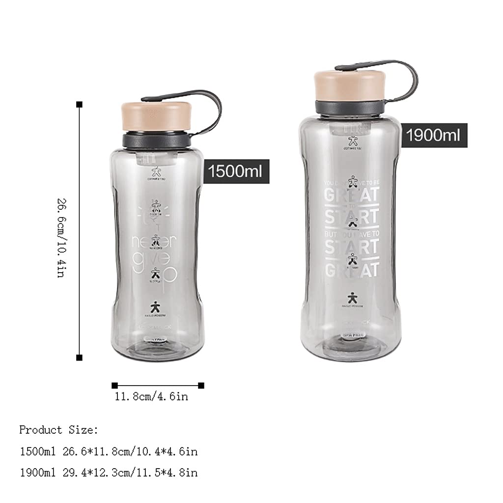 GROßFÄGIGKEITSCHAFTLICHE NACHFALL-Trinkwasserflasche mit Inspirationszeichen BPA -Frree für Fitness- und Outdoor-Sportarten geeignet (Color : Orange, Größe : 1900ml)