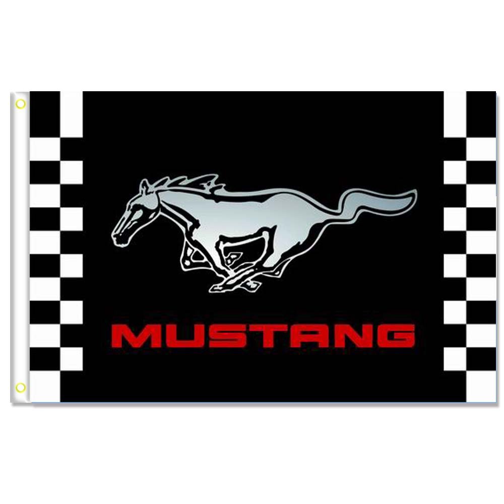 MCPACE Mustang Racing Flags Banner 3X5FT-90X150CM 100% Polyester,Canvas Head with Metal Grommet,Used Both Indoors and Outdoors