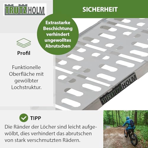 TRUTZHOLM Auffahrrampe klappbar 228 cm Tragkraft 340 kg Aluminium Rampe Faltbare Alu Verladerampen ATV Quad (1 x Rampe grau)
