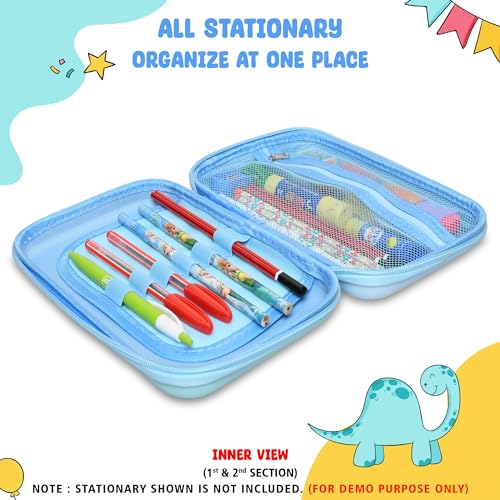 Image of Stylbase Pencil Box Suitcase for Boys & Girls | Hard School Pencil Case Geometry Box with Password Lock & Handle | Pencil Pouch for School Supplies Kids (Light Sky Blue)