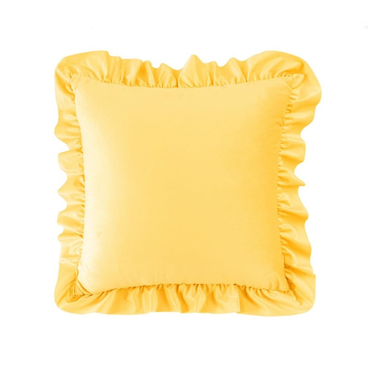 BWGHBH 2PCS Ruffle Pillow Cases Ruffled Microfiber Wrinkle Resistant Pillow Covers Square 18x18inches Sofa Living Room Bedroom Home Decoration Yellow
