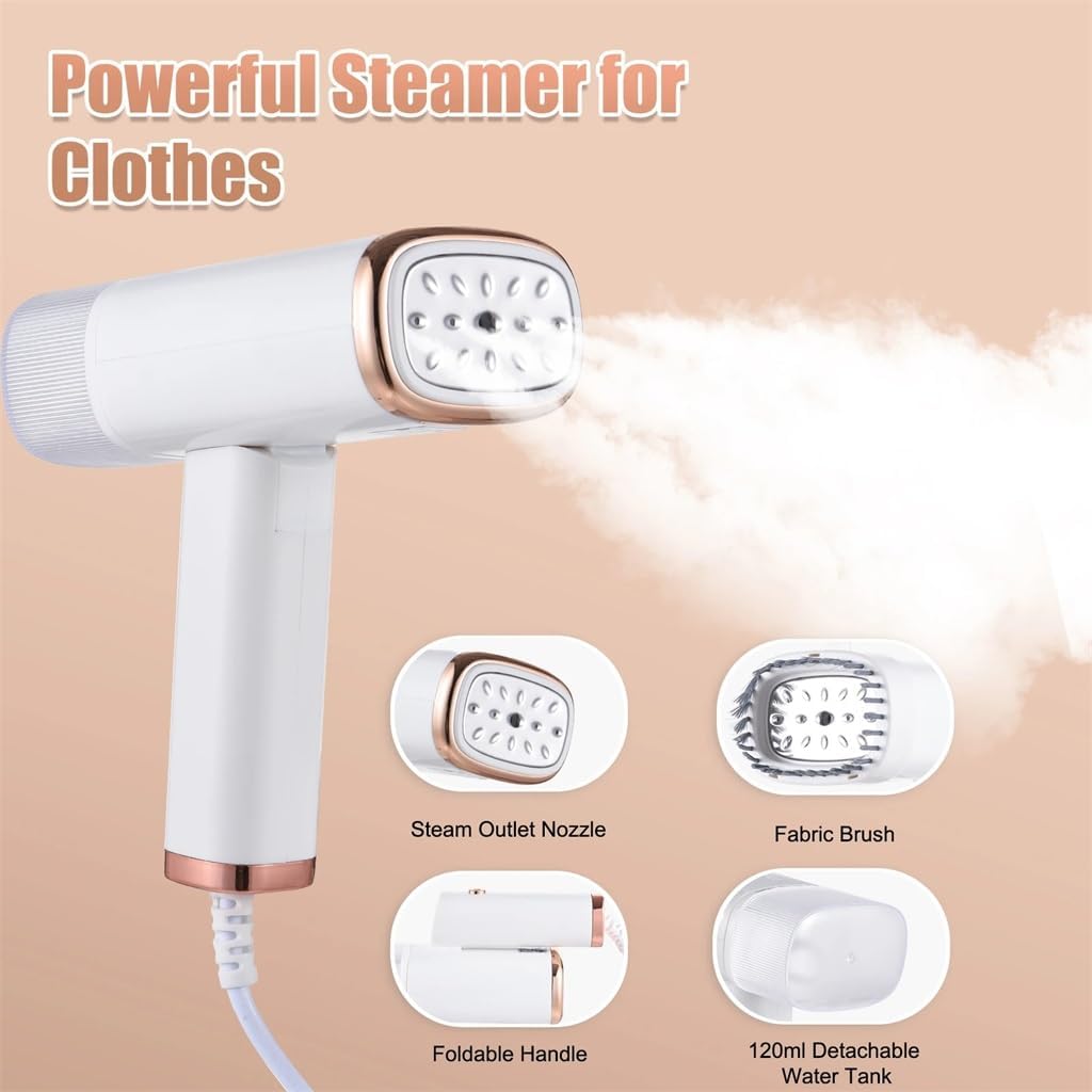 Portable Mini Steamer Foldable Handheld Garment Steamer Clothes Steam Generator Home Travelling (D 6.69 x 5.91in)