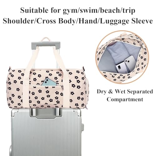 LEDAOU Gym Bag Duffle Women Dance Bags with Wet Pocket Overnight Bag with Waterproof Shoe Pouch for Girls Kids Travel Foldable Bag4