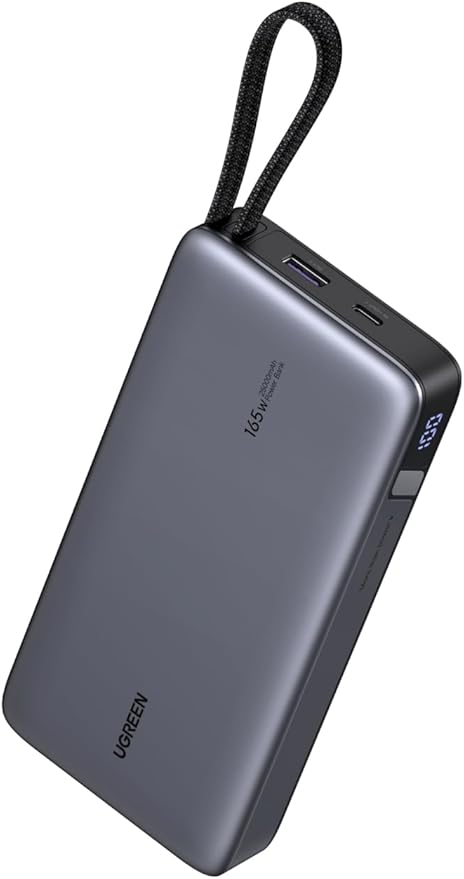 UGREEN Nexode 165W Batterie Externe 25000mAh 2 Câble USB C Intégré 140W Power Bank Portable Charge Rapide 2 Port PD 3.1 Écran LED Compatible avec iPhone 17 16 15 14 13 12 Galaxy S25 S24 S23 MacBook