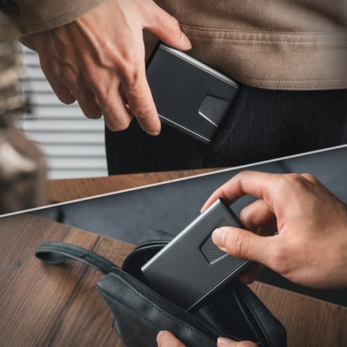 Image of VULKIT Credit Card Holder for Men, Aluminum POP UP RFID Blocking Card Case, Grey