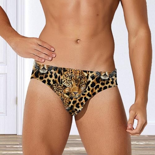 Leopard Skin Pattern Novelty Men's Swimming Brief Swimwear Pants Trunks Beach Shorts Underwear4